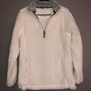 White quarter zip Sherpa pullover/ jacket
